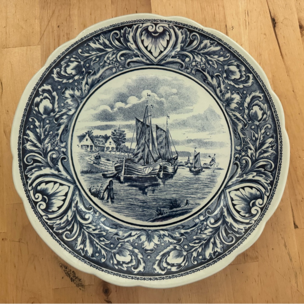 Boch Delfts Decorative Ceramic Plate - Blue on White